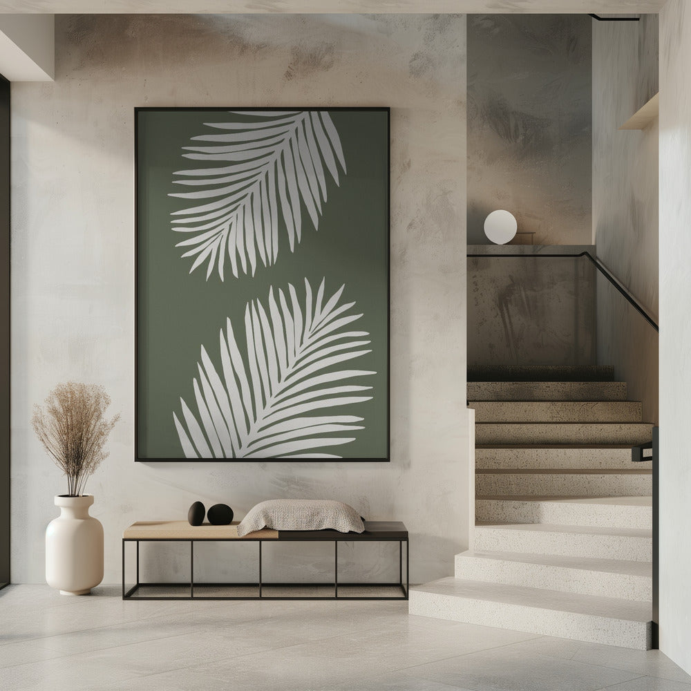 PALM LEAF 06 GREEN WHITE | Poster