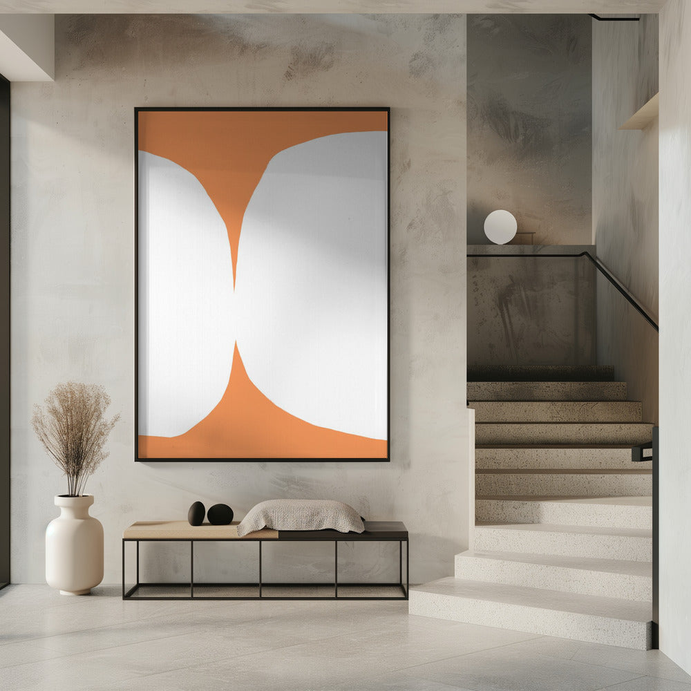 Geometric White Shapes On An Orange Background | Poster