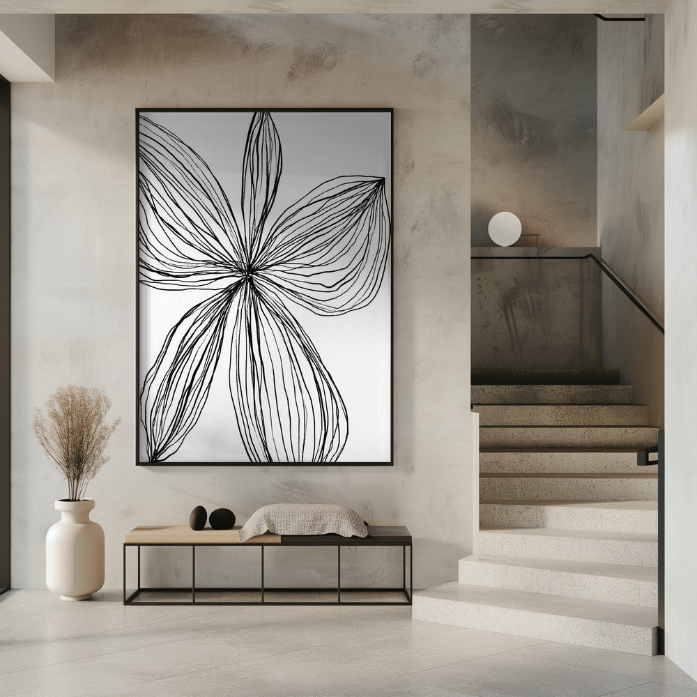 Minimalist Black and White Petals | Poster
