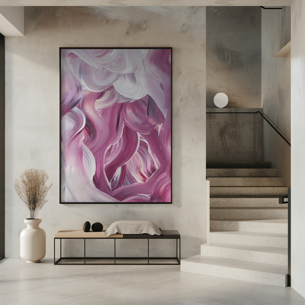 Expressive Pink and White Brushstrokes | Poster