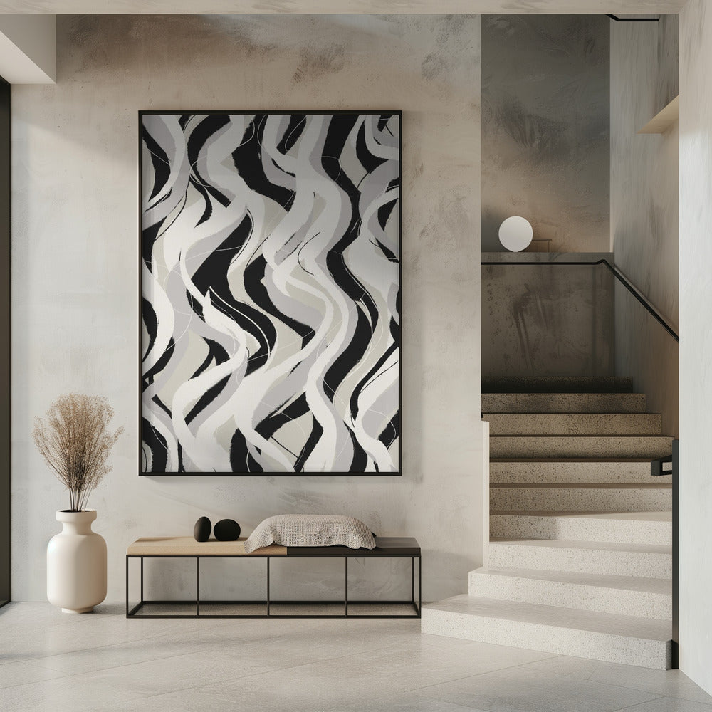 Curved Monochrome Waves | Poster