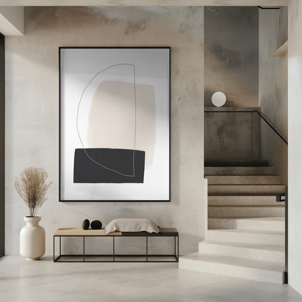 Geometric Shapes in Black, White and Beige Tones | Poster