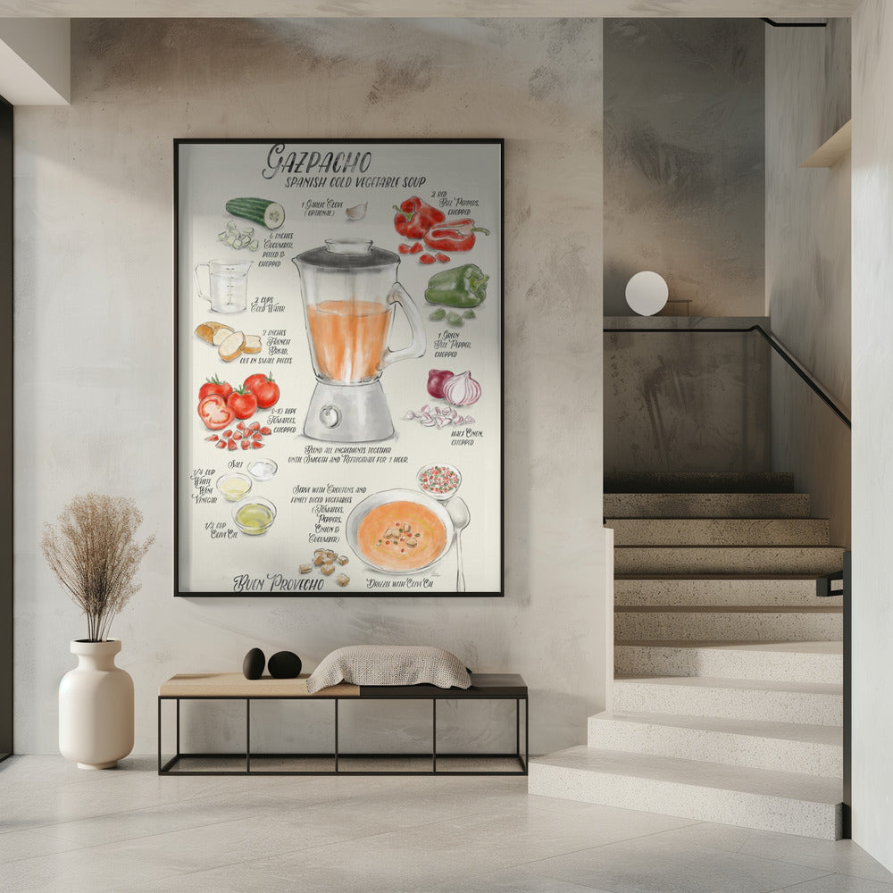 Gazpacho illustrated recipe in English | Poster