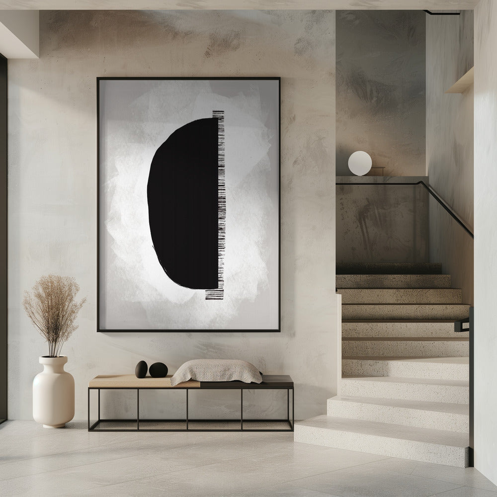 Black Shape Against A Textured White Background | Poster