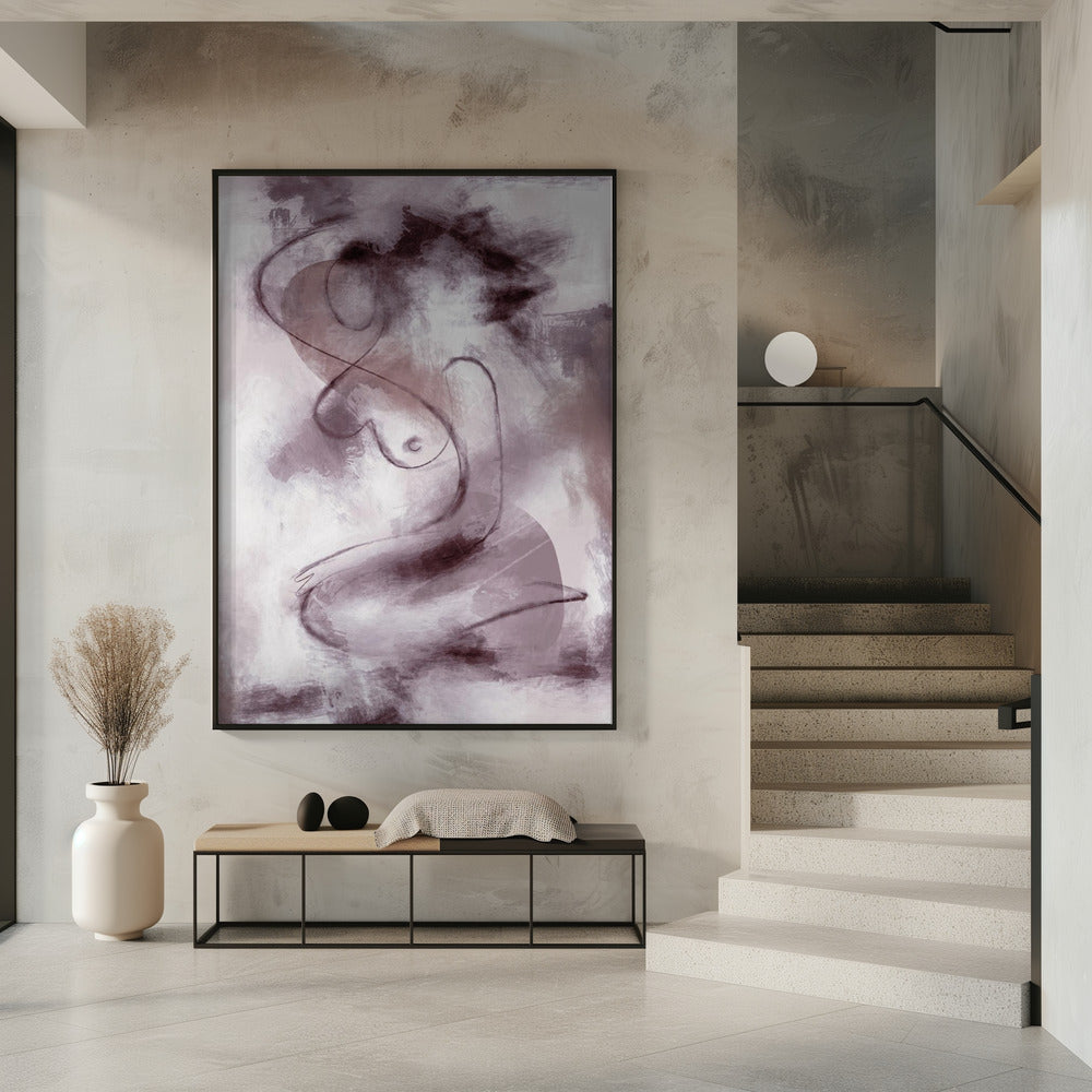 WOMAN FIGURATIVE ABSTRACT PAINTING PURPLE | Poster