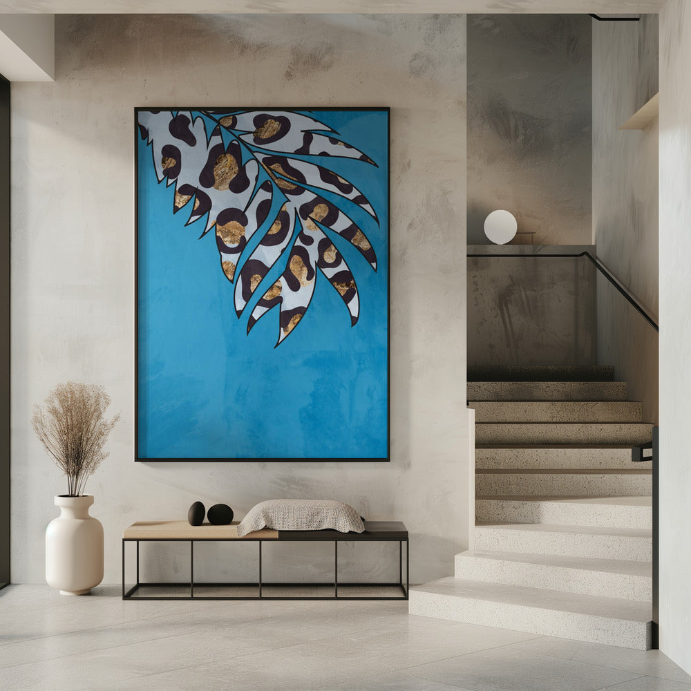 Blue leopard print animal leaf | Poster