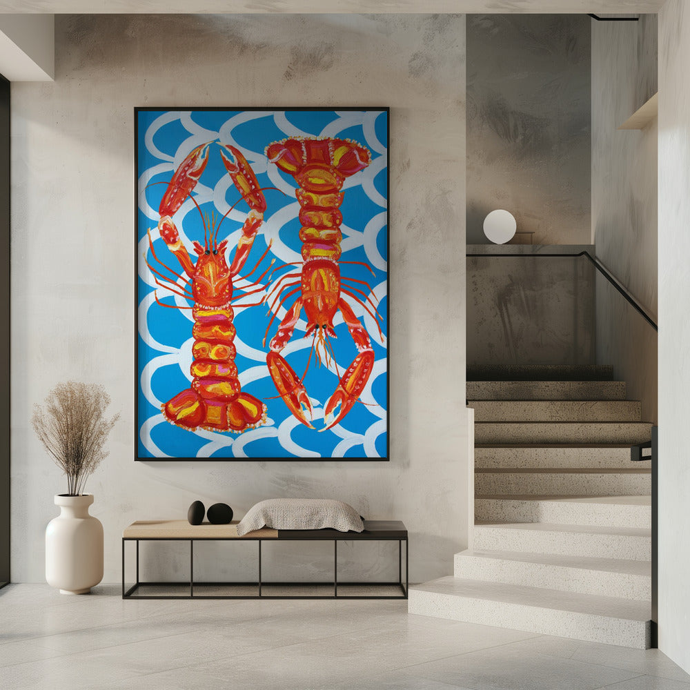 Langoustines On Blue | Poster