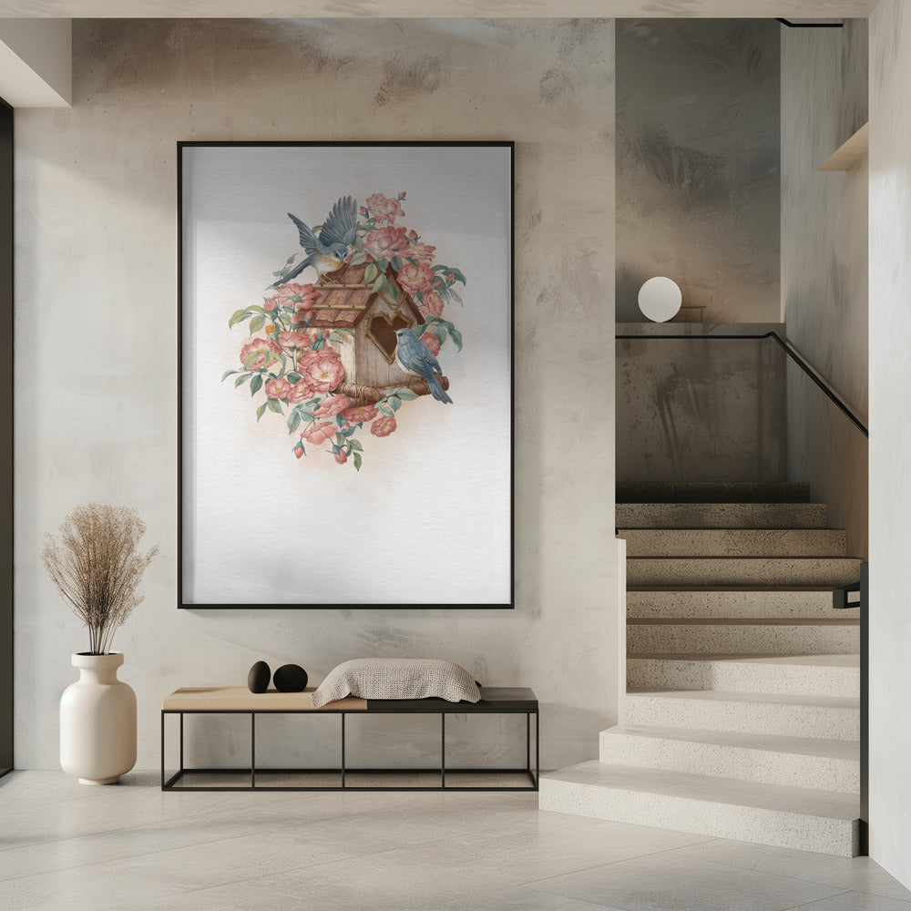 Bird House and rose | Poster