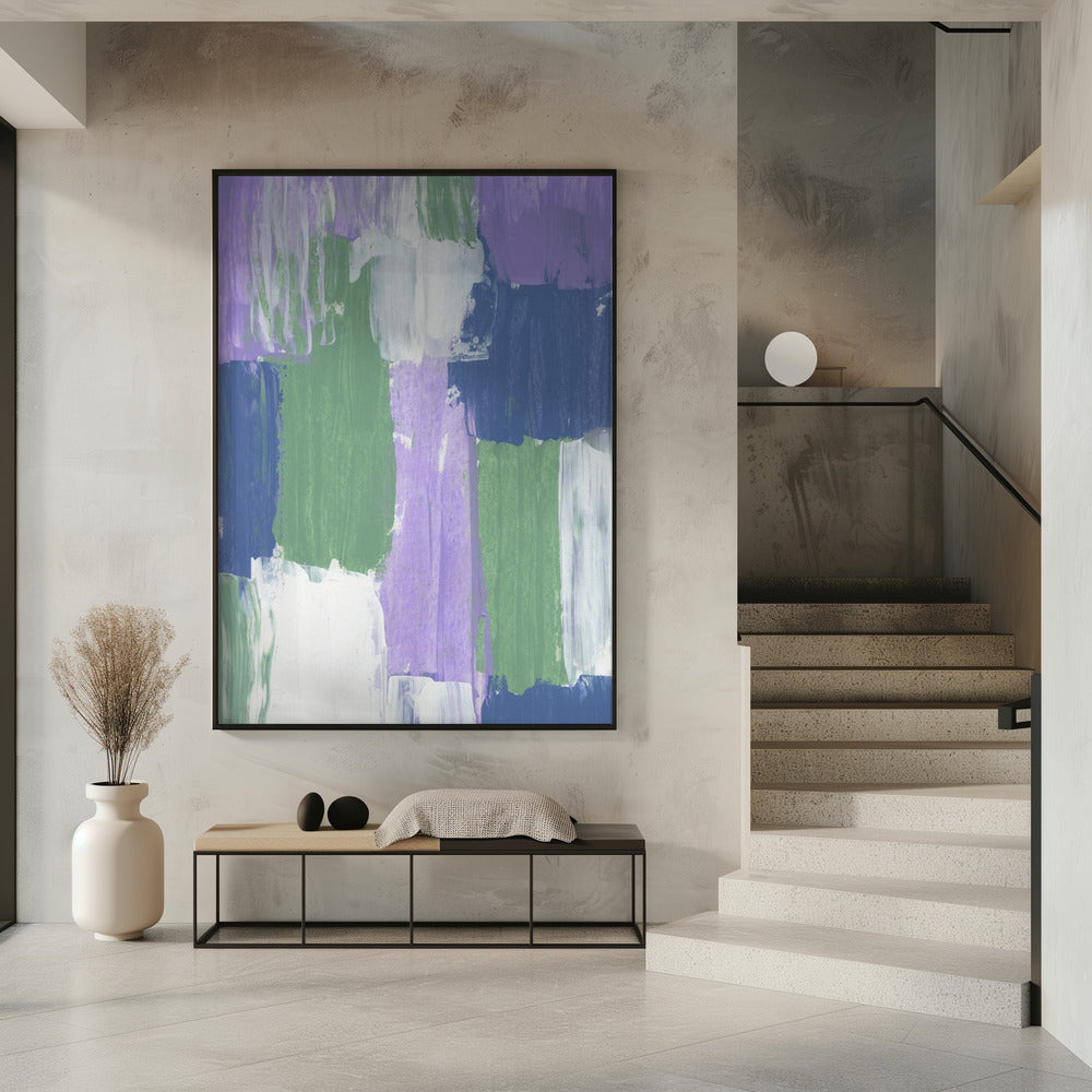 Bold Brushstrokes in Lavender Green and Blue Hues | Poster
