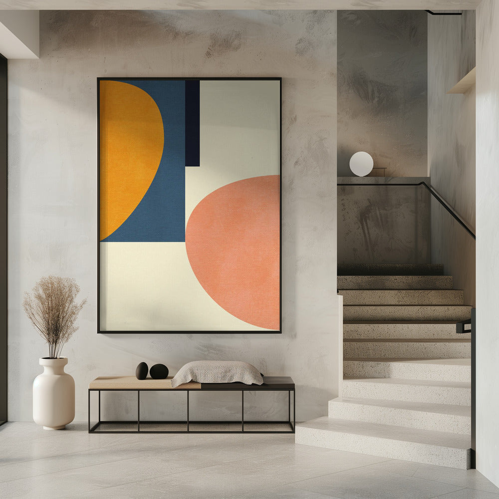 Rainbow Plus Shapes Blue Mustard1 | Poster