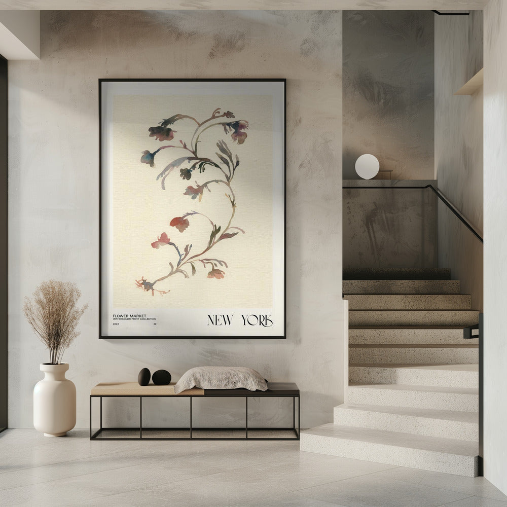 Watercolor print collection. Flower market - New York | Poster