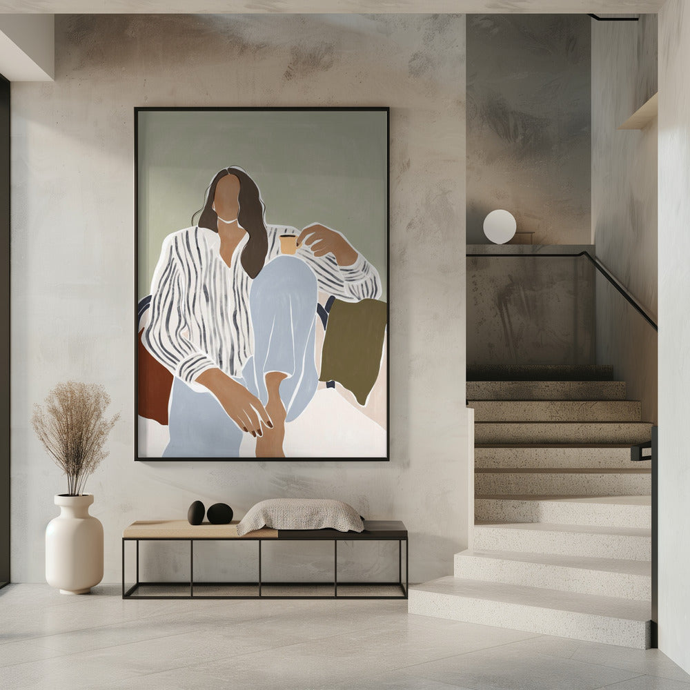 Woman Enjoying a Cup of Espresso | Poster