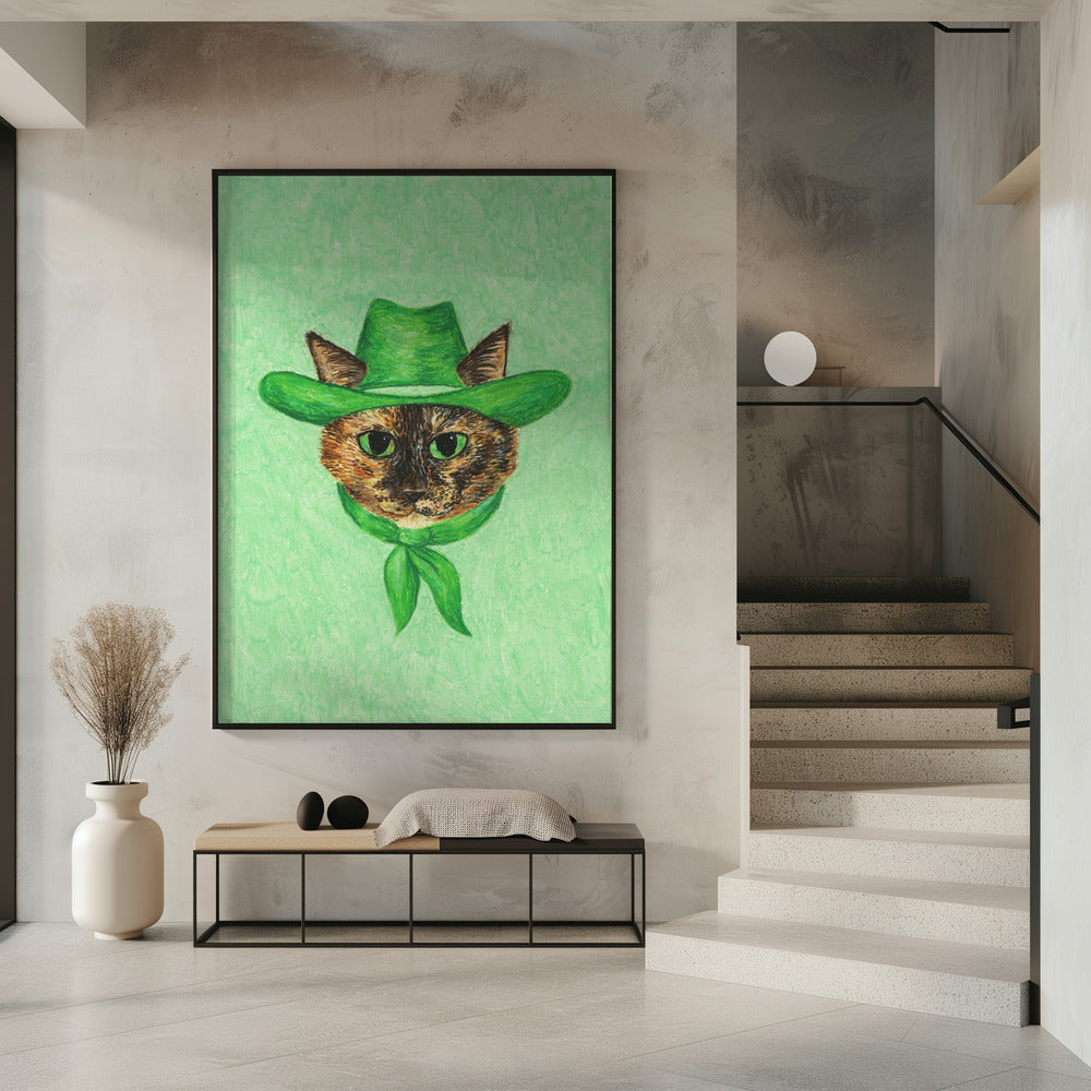 Tilly The Cowgirl Tortie Cat | Poster