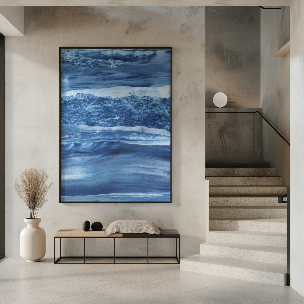 Blue Texture Flowing Vertical Lines | Poster