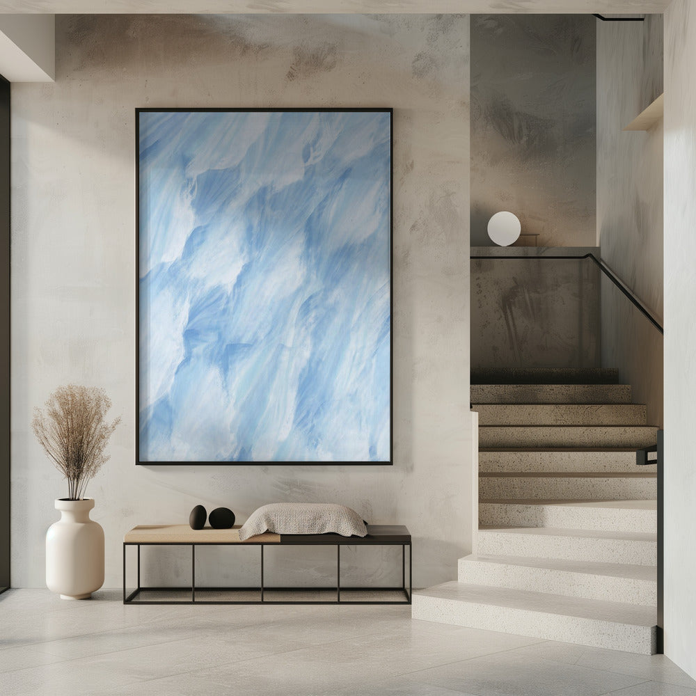 Light Blue And White Brushstrokes | Poster