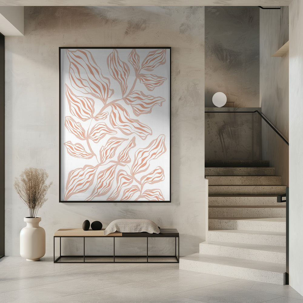 Coral Leaves On A White Background | Poster