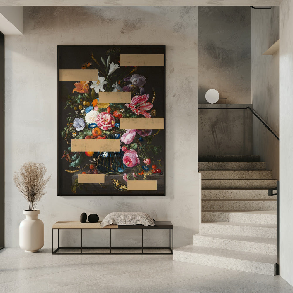 Bouquet of Vintage Oil Painting Flowers, Modern Collage | Poster