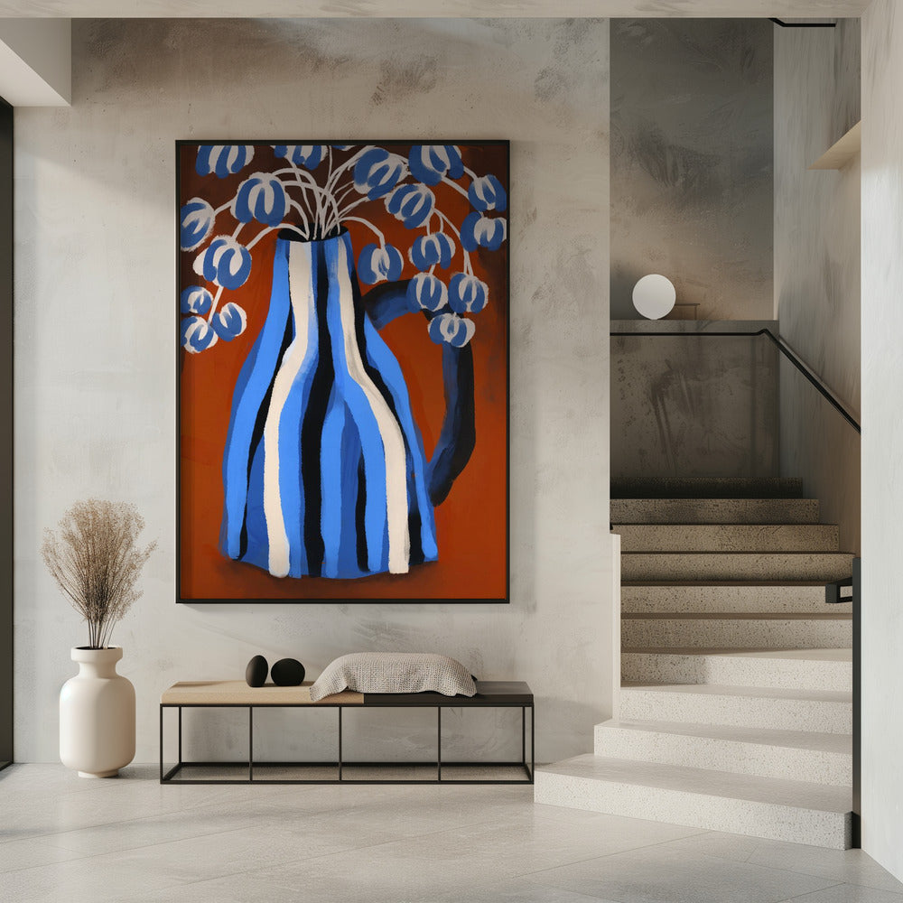 Striped Vase Blooms | Poster