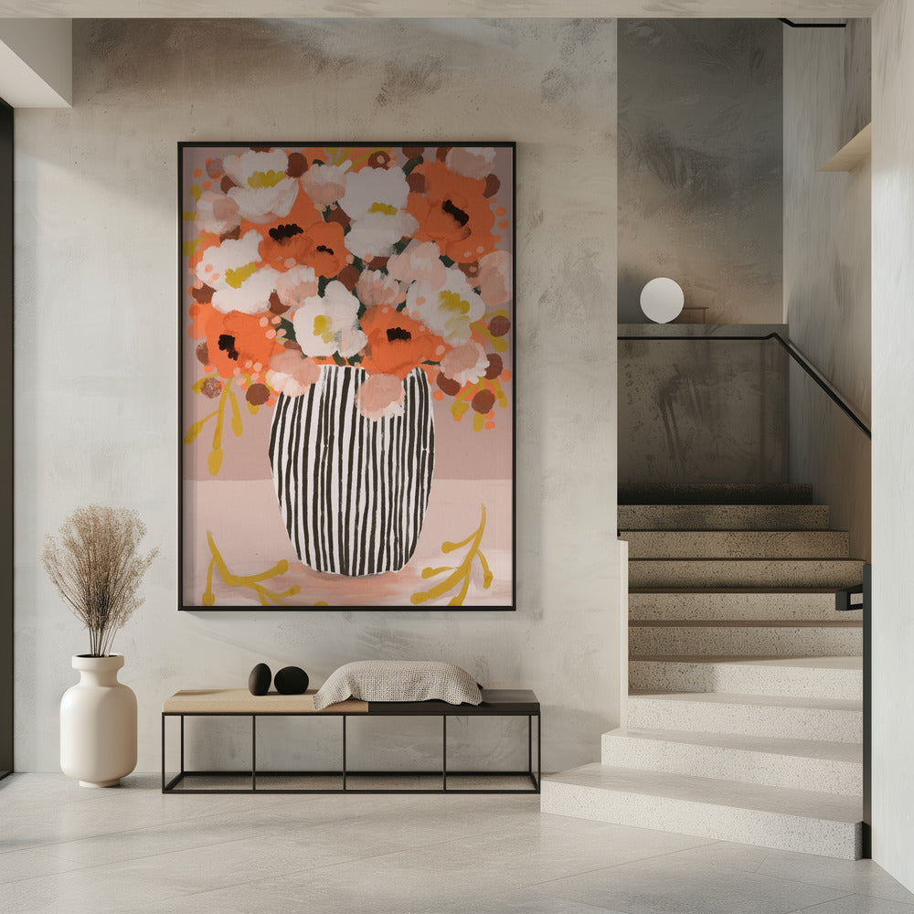 Striped Vase Blooms | Poster