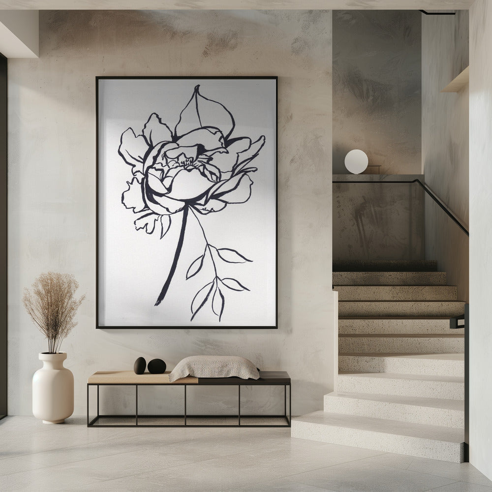 Black and White Peony | Poster