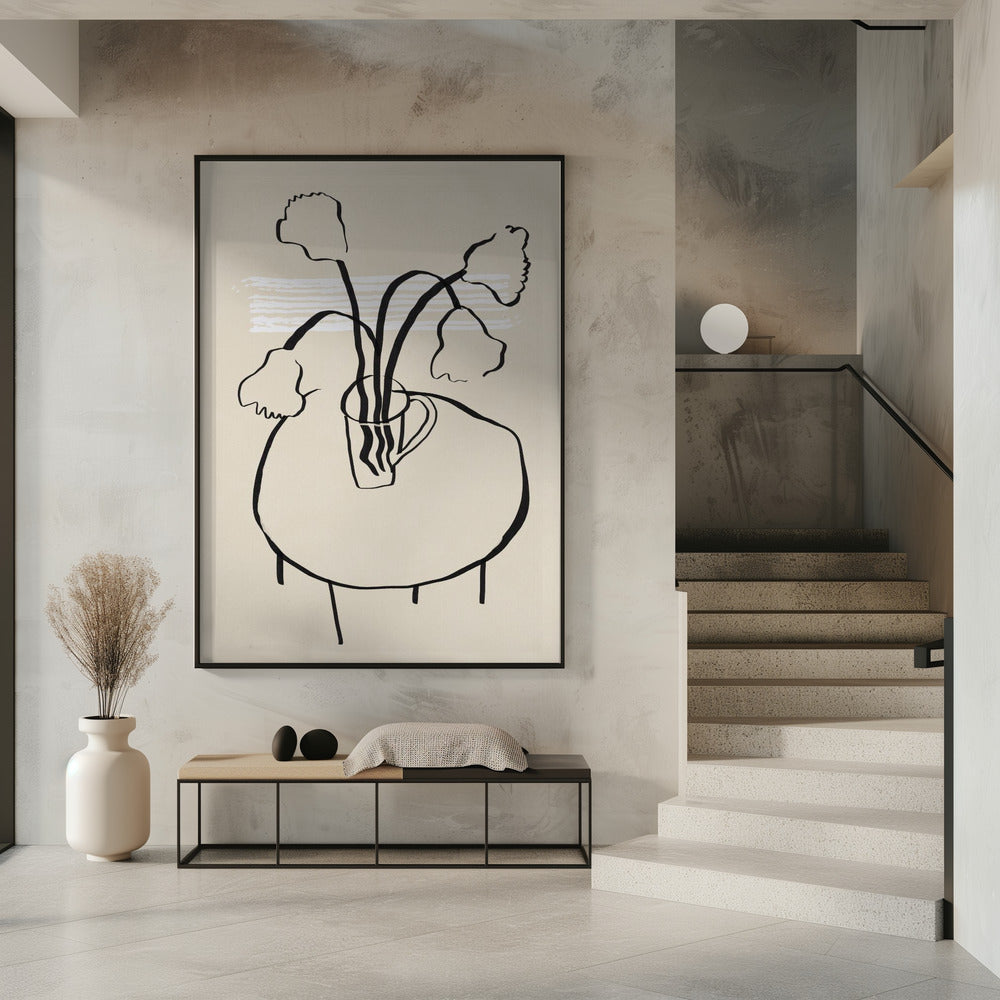 Flower decor on a round table | Poster