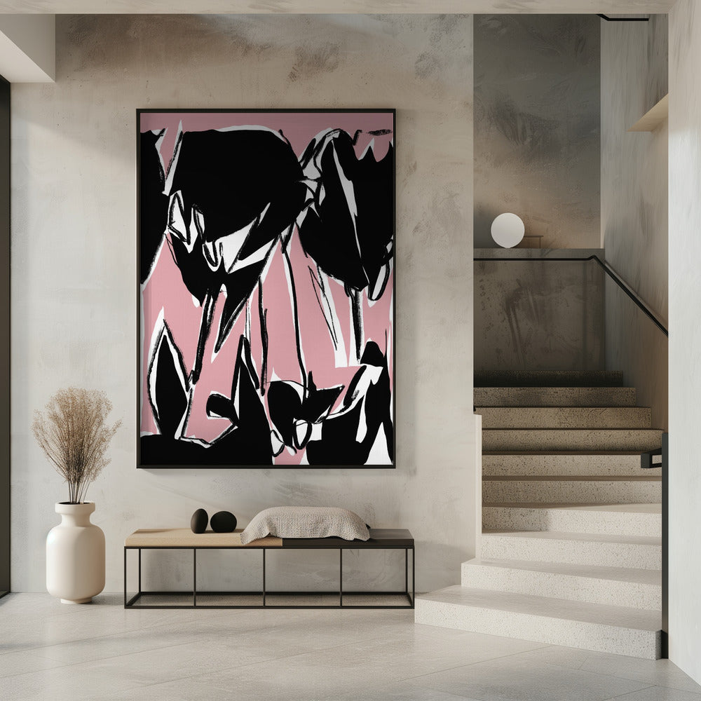 Black Pink Tulips | Poster