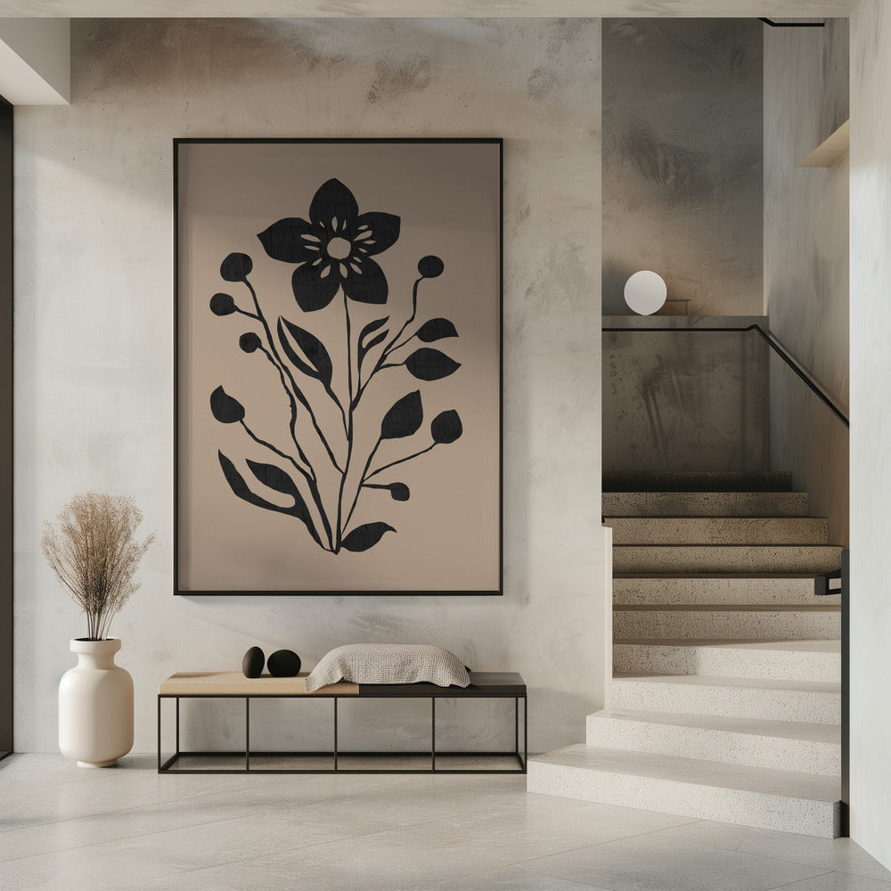 Black Flower Modern Botanical Silhouette | Poster