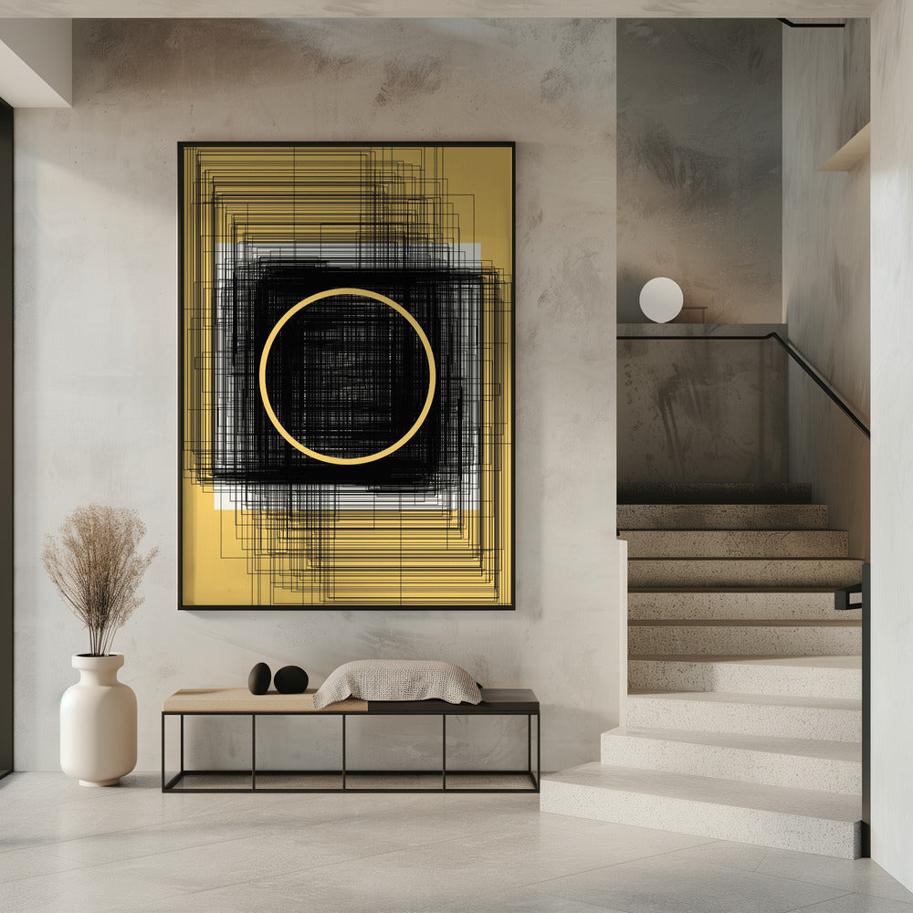 Yellow Circle and Black Lines | Poster