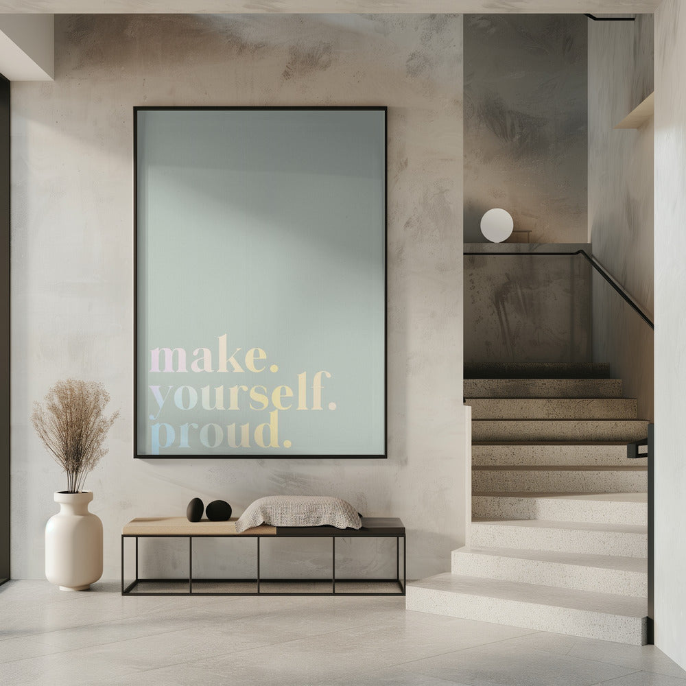 Make Yourself Proud Quote Mint and Gradient | Poster