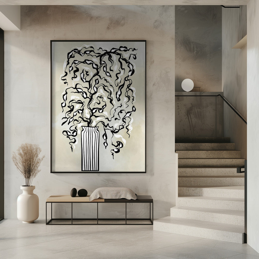 Stylized Plant In A Striped Vase | Poster