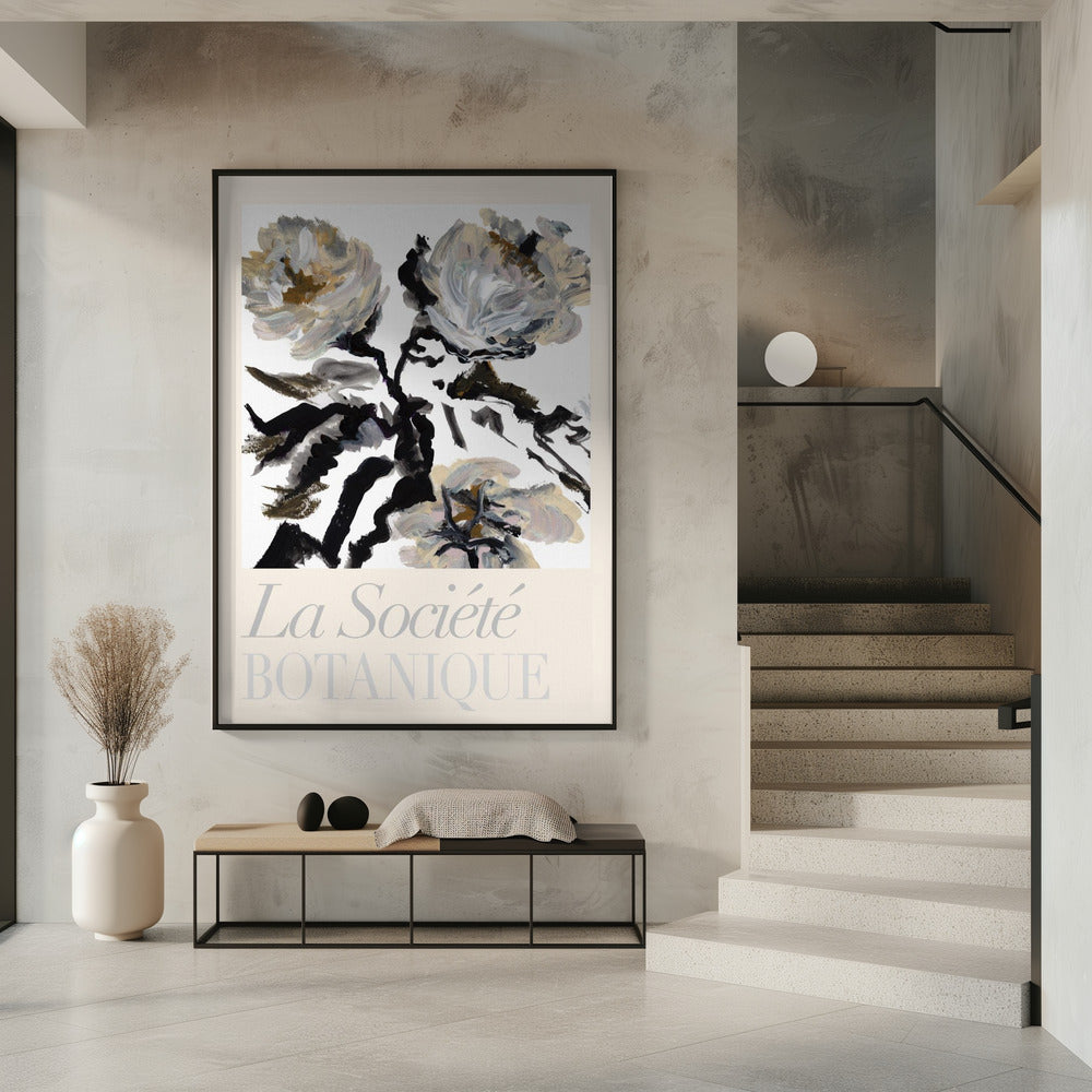 La Société Botanique Black, White and Cream Flowers | Poster