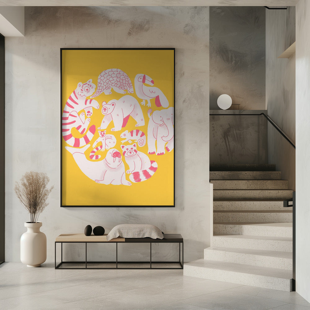 Yellow Animal Collage | Poster