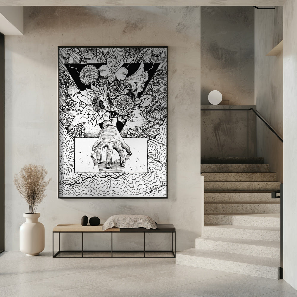 Flowery Thing. Abstract Drawing of a Flowery Bouquet in Hand. | Poster