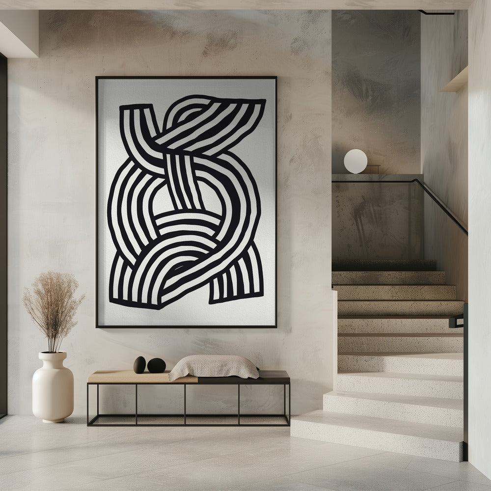 Mid Century Modern Abstract line Art Painting | Poster