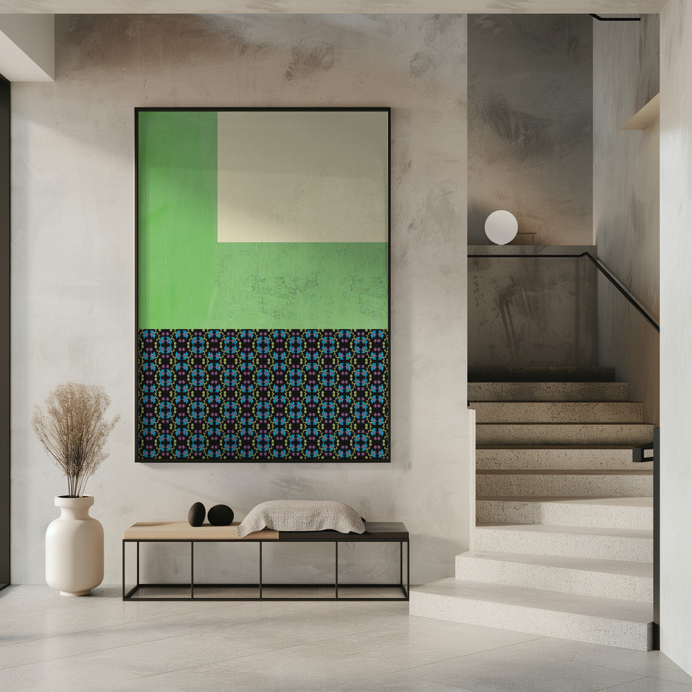 Pastel green and nyonya pattern collage | Poster