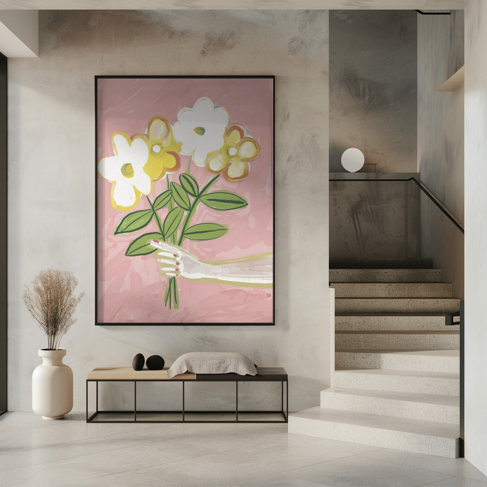 Bunch of Flowers Pink and Yellow | Poster