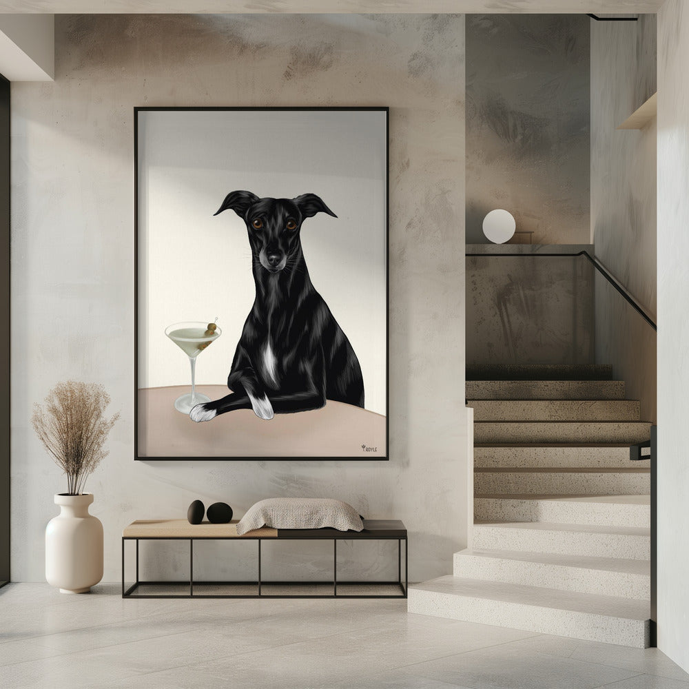 Classy Greyhound with Martini | Poster