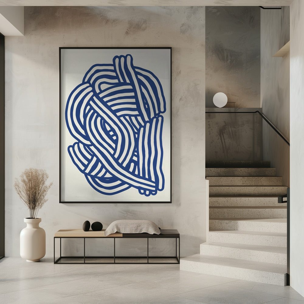 Line art organic shape in blue | Poster