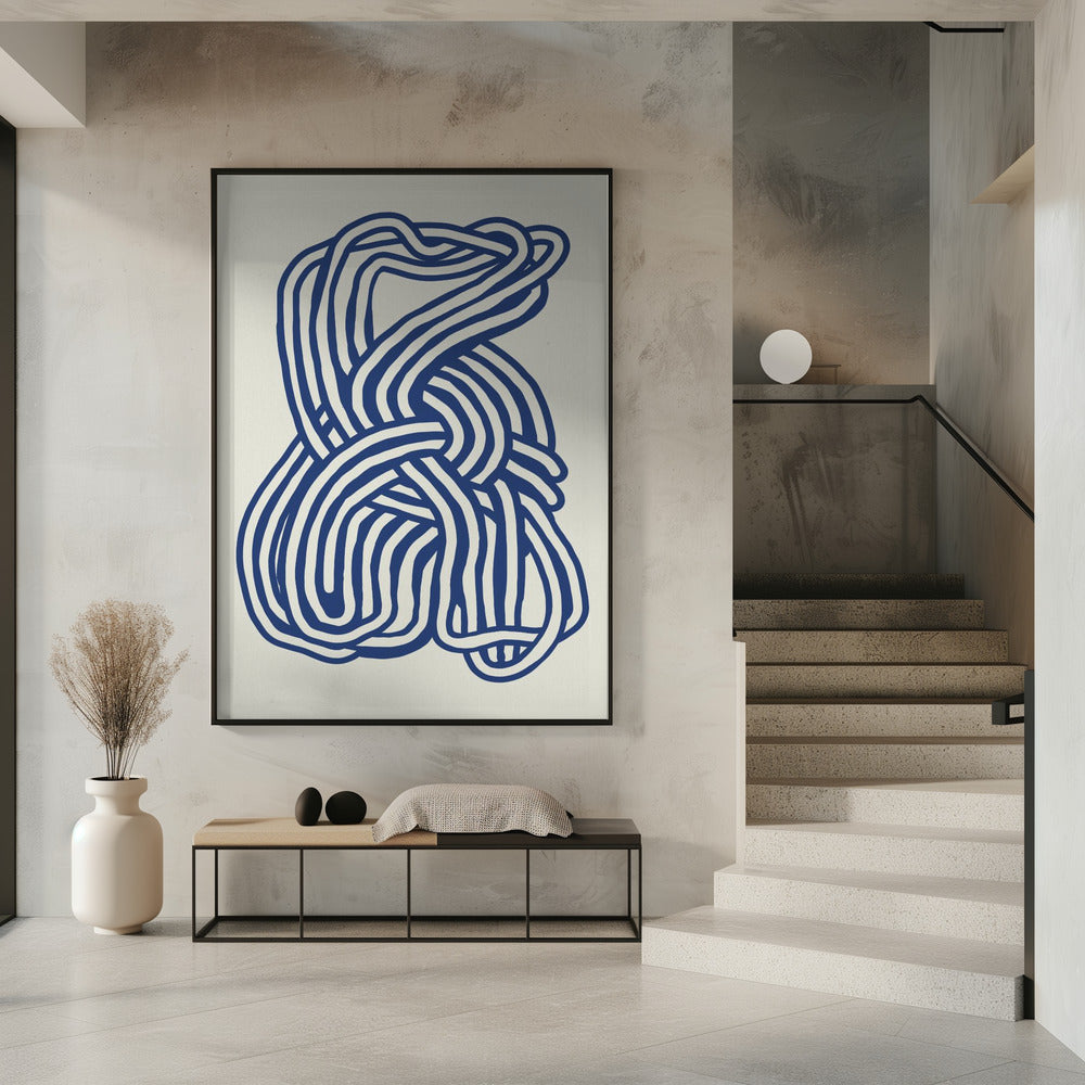 Line art organic shape in blue 02 | Poster