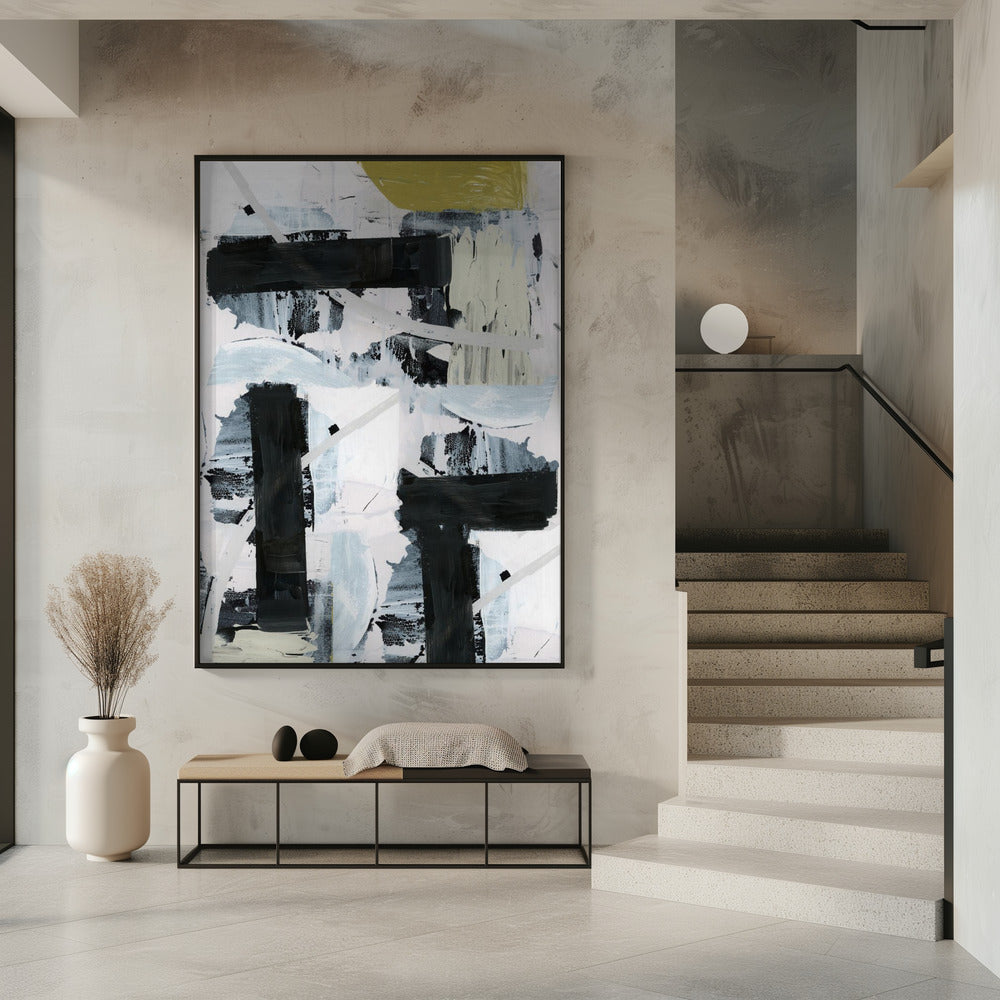 Black and White and Gold Abstract 1 | Poster