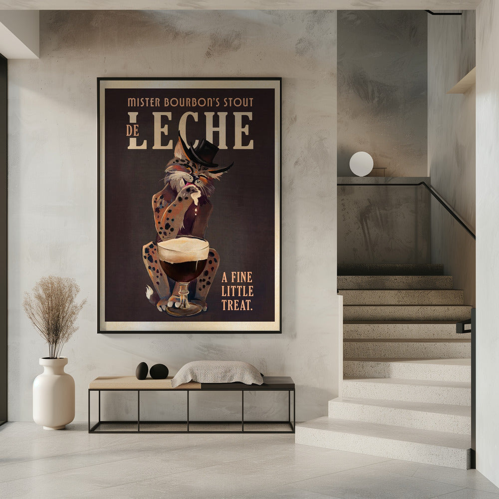 Bourbon De Leche Guinness Style Cat Art | Poster