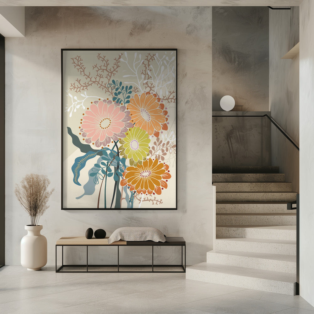 Springtime Daisies Earthy Tones | Poster
