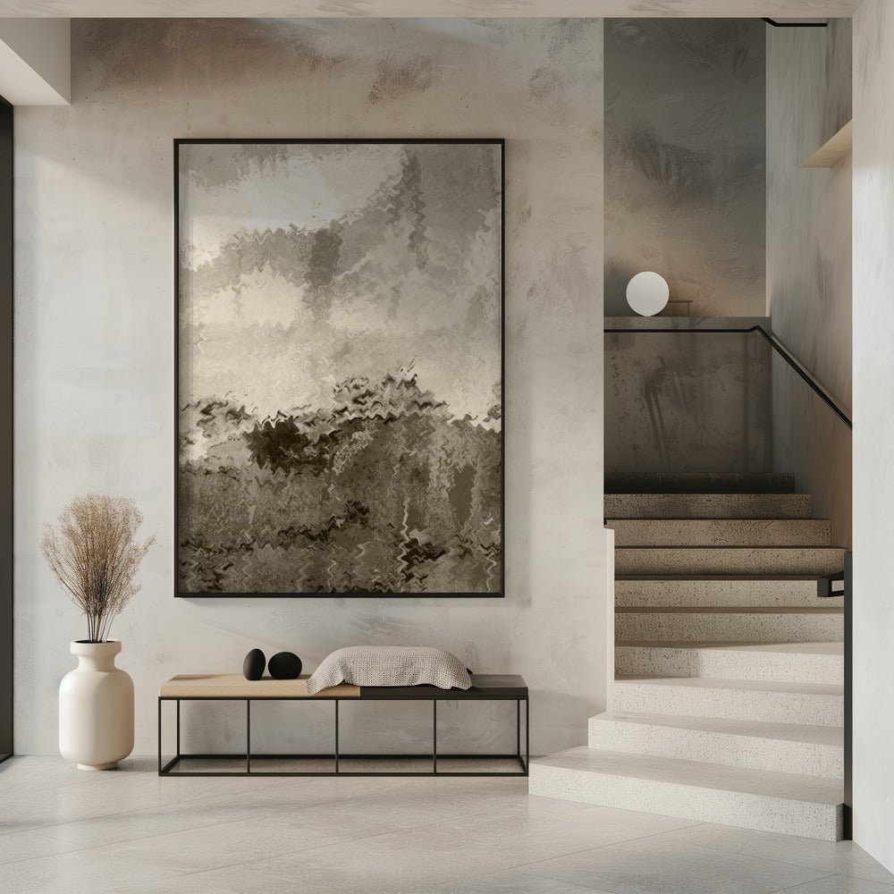 Over the Hills. Reflections. Abstract Lanscape In Neutral Colors No. 2 | Poster