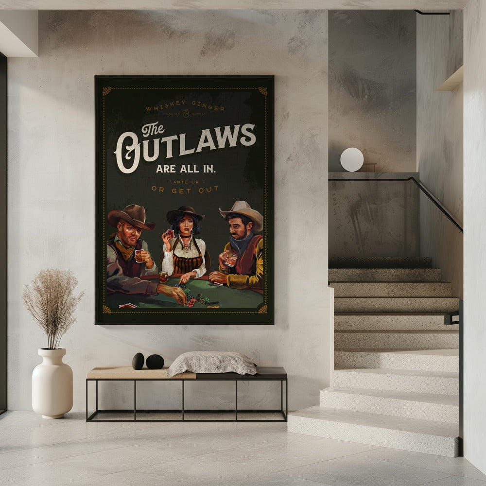 Outlaws Are All In Cool Cowboy Poker Art | Poster