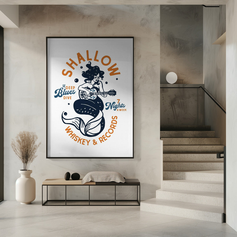Shallow Whiskey & Records Dive Bar Music Mermaid | Poster