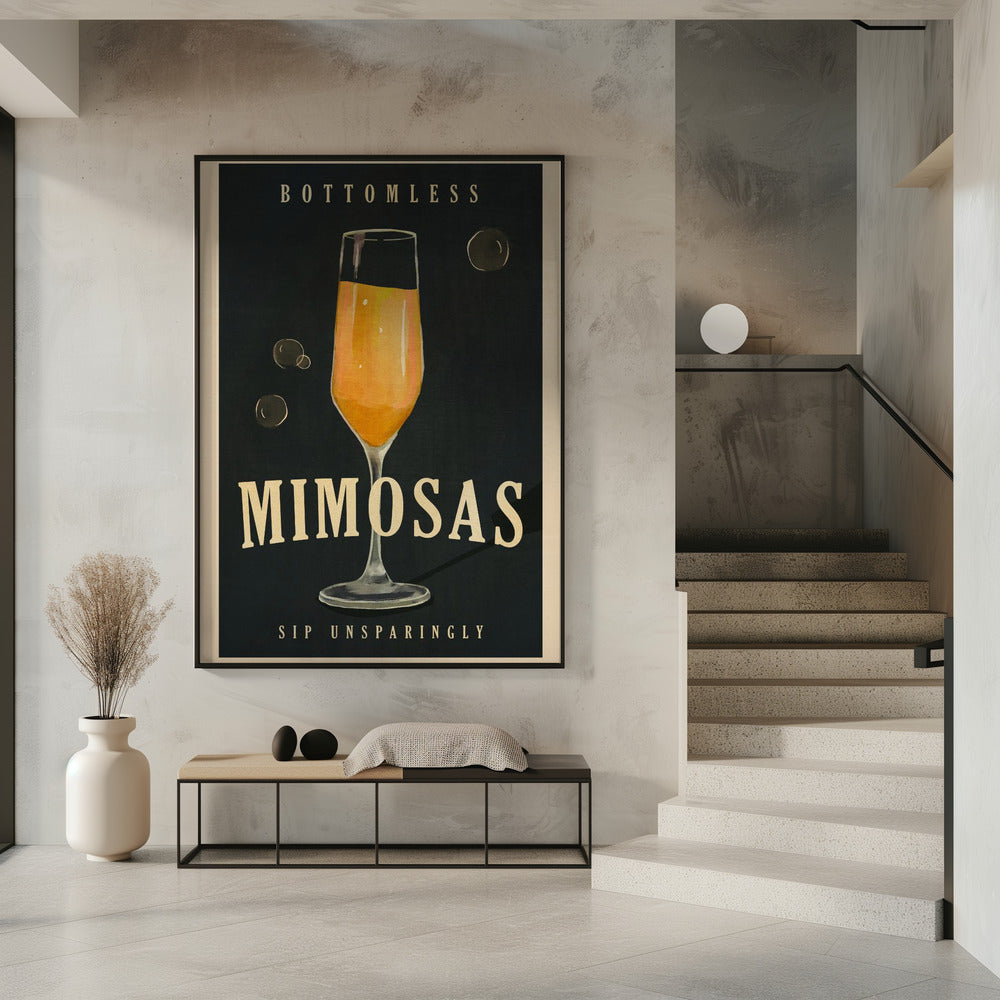Bottomless Mimosas Art Deco Cocktail Bar Art | Poster