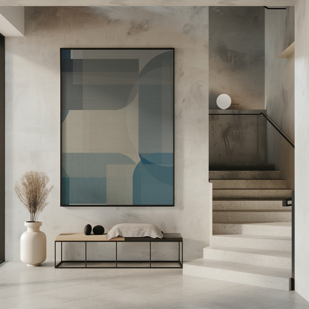 Woven Blue and Neutral Abstract Layers 1 | Poster