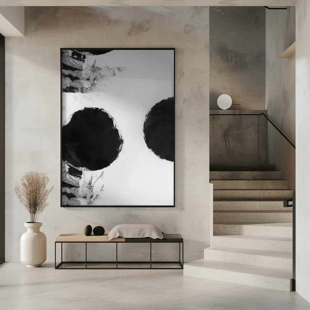 Black and White Abstract Dots 3 | Poster