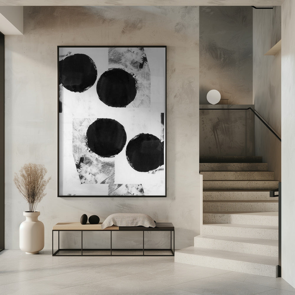 Black and White Abstract Dots 6 | Poster