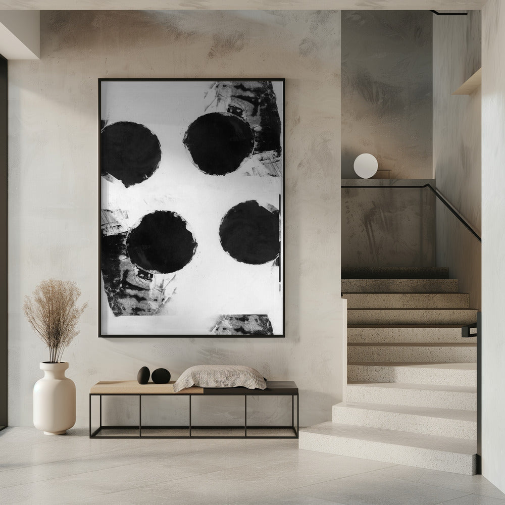 Black and White Abstract Dots 7 | Poster